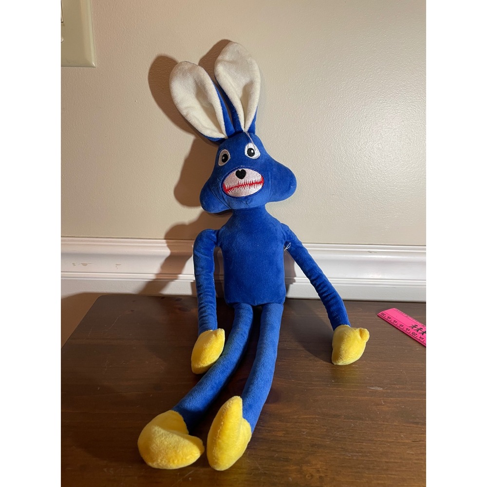 Blue bunny scary mouth plush